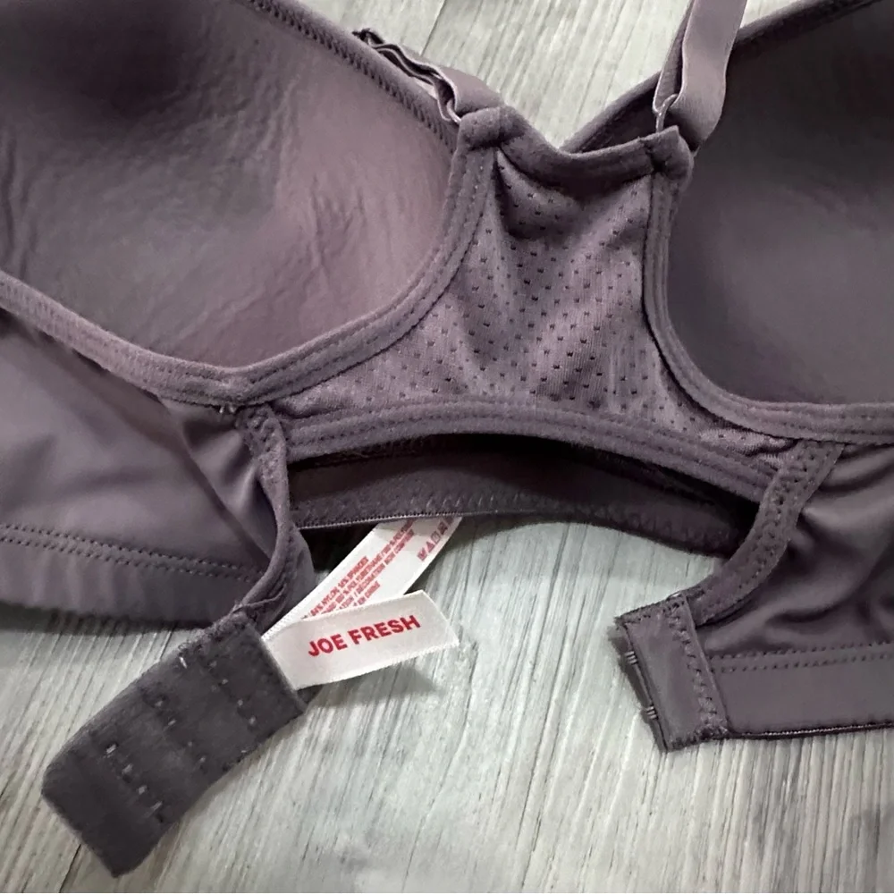 Joe‎ Fresh Racerback Bra Size M Gray Wireless Adj Hooks Soft Activewear Athletic